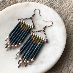 Colorful Beaded Wood Earrings
